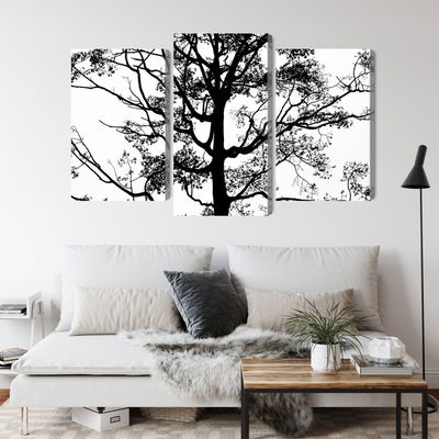 Ljuddämpande tavla - Black tree on a white