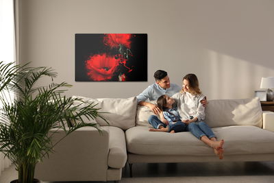 Ljuddämpande tavla - Red poppies on a black