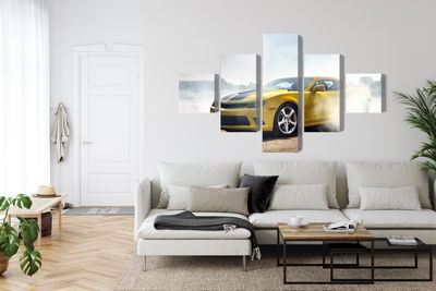 Ljuddämpande tavla - 3d drifting yellow car