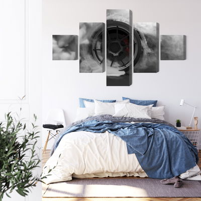 Ljuddämpande tavla - Car wheel in a cloud of 3d