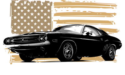 Ljuddämpande tavla - American muscle car with Usa