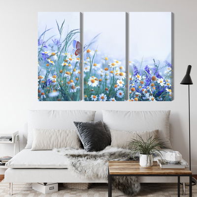 Ljuddämpande tavla - Butterfly and wildflowers