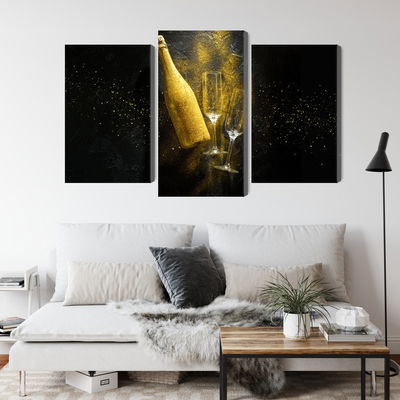 Ljuddämpande tavla - Golden bottle of champagne