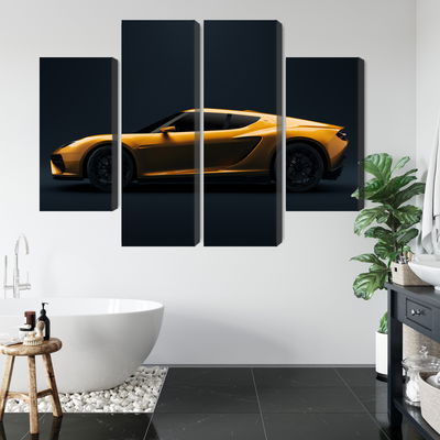 Ljuddämpande tavla - Yellow 3d sports car