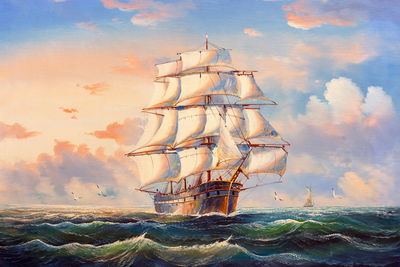 Ljuddämpande tavla - Sailboat in the sea