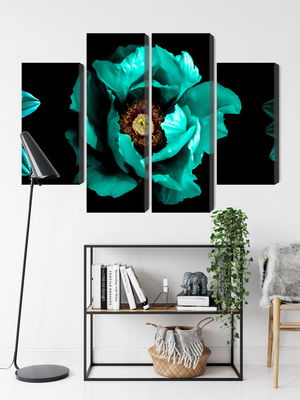 Ljuddämpande tavla - Turquoise flowers on a black