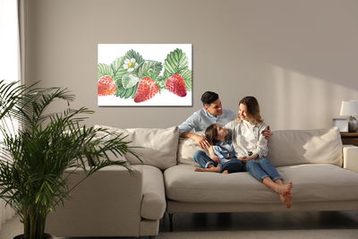 Ljuddämpande tavla - Strawberries with flowers