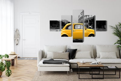 Ljuddämpande tavla - Yellow retro car