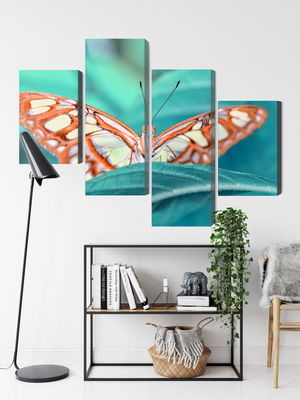 Ljuddämpande tavla - A butterfly on a leaf