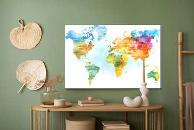 Ljuddämpande tavla - Multicolored map painted