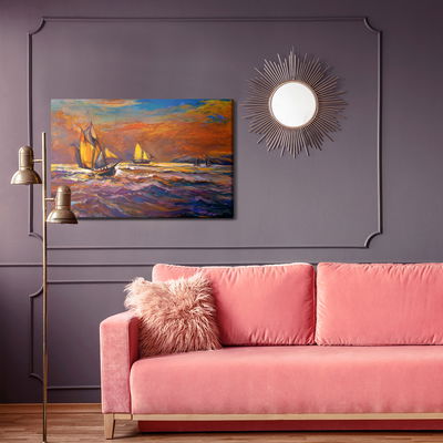 Ljuddämpande tavla - Sea storm abstraction