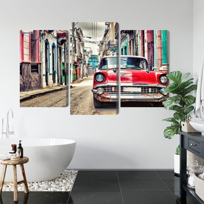 Ljuddämpande tavla - Red chevrolet car in retro
