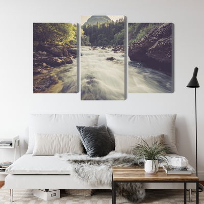 Ljuddämpande tavla - Mountain river in the forest