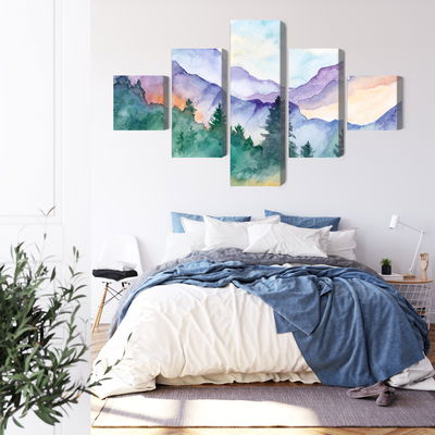 Ljuddämpande tavla - Painted mountain landscape