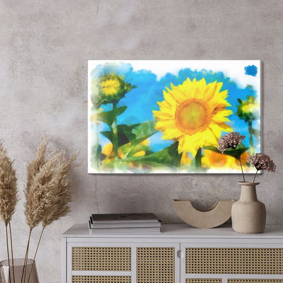 Ljuddämpande tavla - Sunflowers as if painted