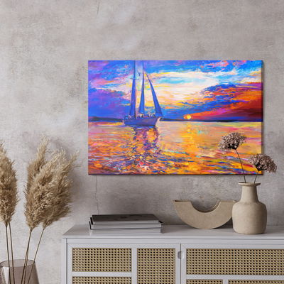 Ljuddämpande tavla - Colorful sunset by the sea