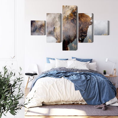 Ljuddämpande tavla - A bison on the background