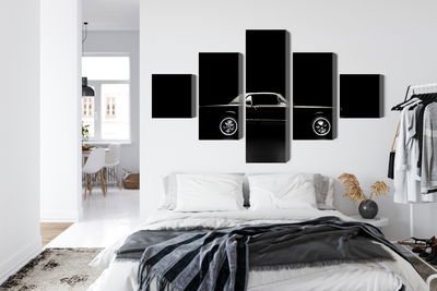 Ljuddämpande tavla - Black retro car on a dark