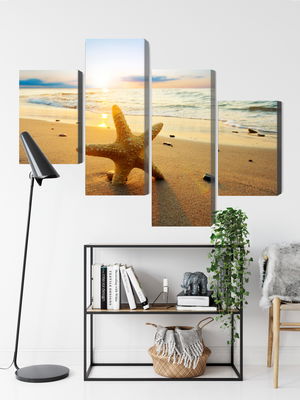 Ljuddämpande tavla - Starfish on the beach 3d