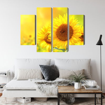 Ljuddämpande tavla - Blooming sunflowers 3d