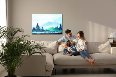 Ljuddämpande tavla - Watercolor mountain landscape