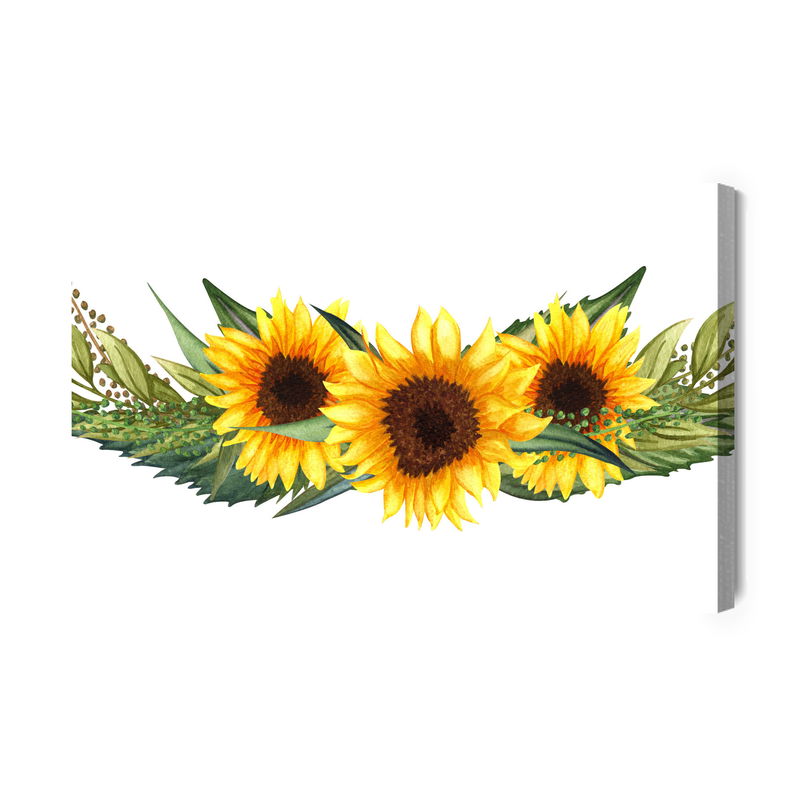 Ljuddämpande tavla - Sunflowers with green leaves