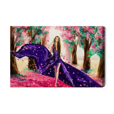 Ljuddämpande tavla - A woman among spring flowers