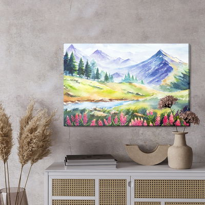 Ljuddämpande tavla - Watercolor painted mountain