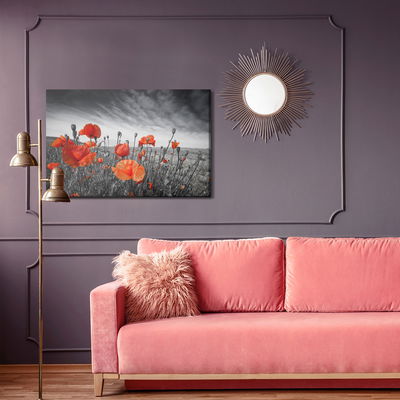 Ljuddämpande tavla - Wild poppies on a black