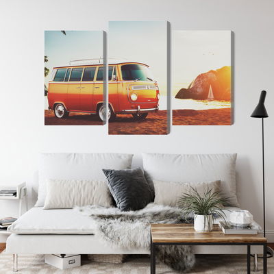 Ljuddämpande tavla - Retro car on the beach