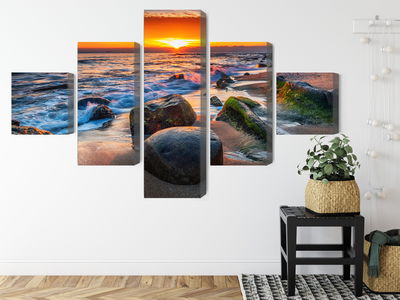 Ljuddämpande tavla - 3d beach sunset