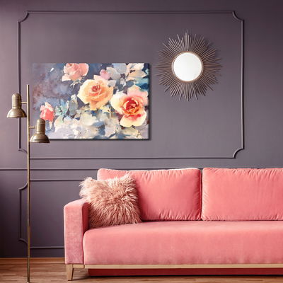 Ljuddämpande tavla - Colorful roses like painted