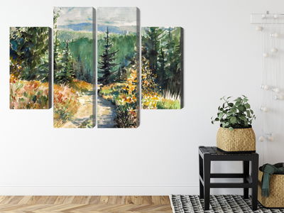 Ljuddämpande tavla - Forest landscape painted