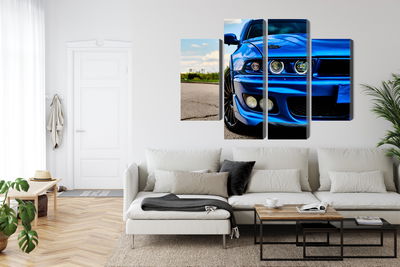 Ljuddämpande tavla - Front of a blue sports car