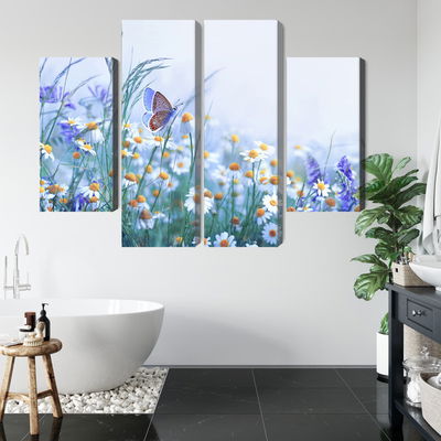 Ljuddämpande tavla - Butterfly and wildflowers
