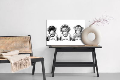 Ljuddämpande tavla - Three monkeys in vintage