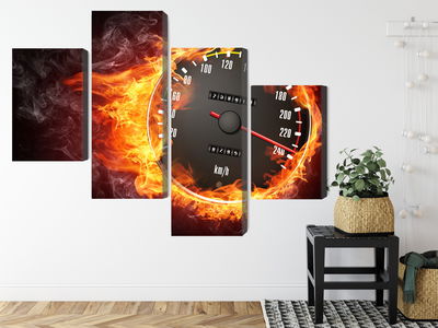 Ljuddämpande tavla - Speedometer in flames