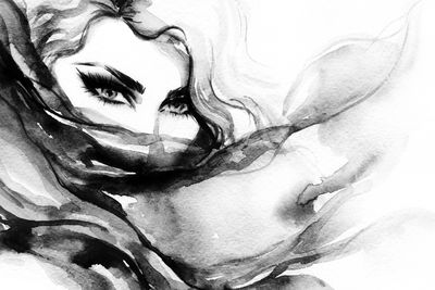 Ljuddämpande tavla - Black and white female face