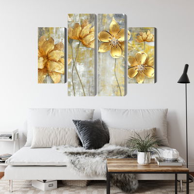 Ljuddämpande tavla - Decorative flowers in shades