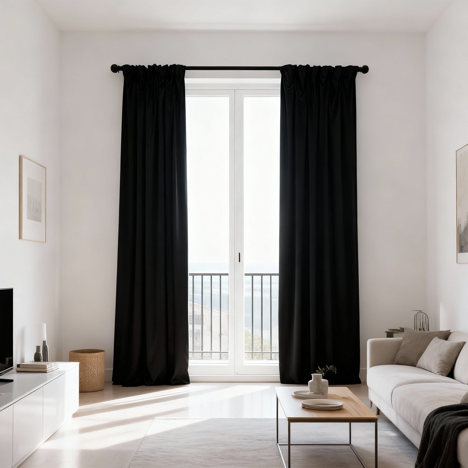 Extra bred ljuddämpande gardin – Silent Curtain Feltra (420cm 180cm Svart (100) Med mörkläggning)