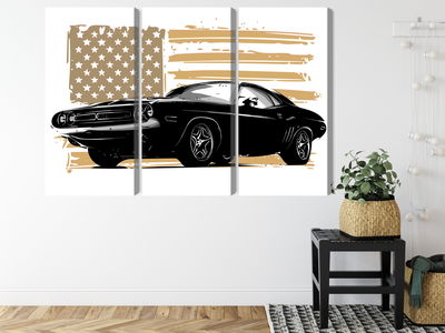 Ljuddämpande tavla - American muscle car with Usa