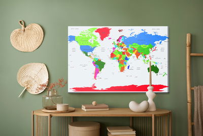 Ljuddämpande tavla - Colorful world political map