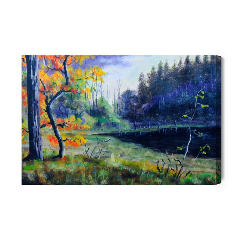 Ljuddämpande tavla - Autumn forest in the evening