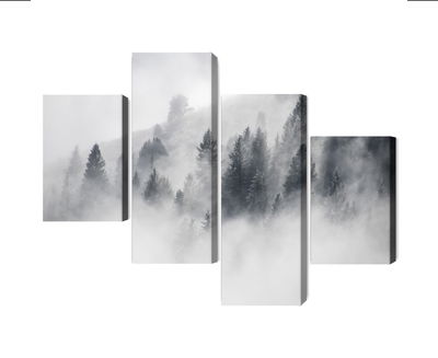 Ljuddämpande tavla - Forest covered with fog