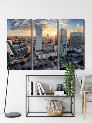 Ljuddämpande tavla - Warsaw skyscrapers at sunset