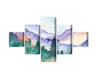 Ljuddämpande tavla - Painted mountain landscape