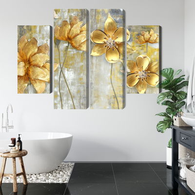 Ljuddämpande tavla - Decorative flowers in shades