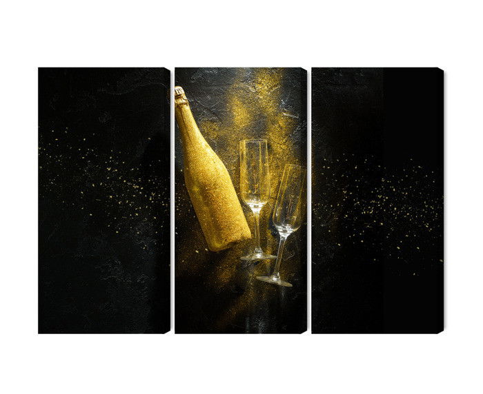 Ljuddämpande tavla - Golden bottle of champagne