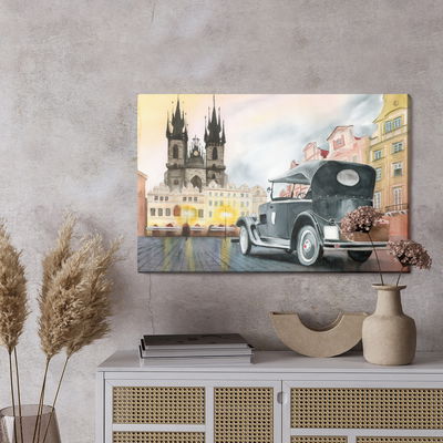 Ljuddämpande tavla - Downtown with old car