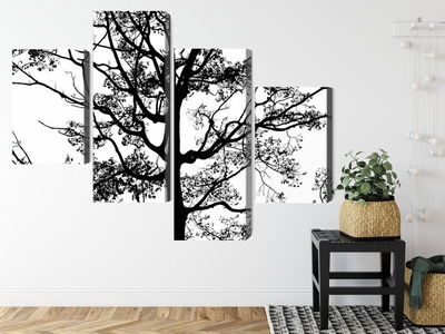 Ljuddämpande tavla - Black tree on a white